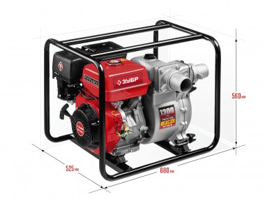 Мотопомпа бензиновая, ЗУБР МПГ-1300-80, для грязной воды, 1300 л/мин (78 м3/ч), патрубки 80 мм, напор 27 м, всасывание 8 м — Официальный партнер ЗУБР в России