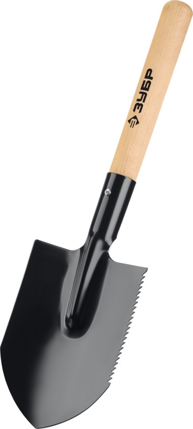 ЗУБР  МАСТЕР, 210х154х550 мм, полотно 1.5 мм, закалено, дерев. черенок высш. сорт, туристическая лопата (39571) — Официальный партнер ЗУБР в России