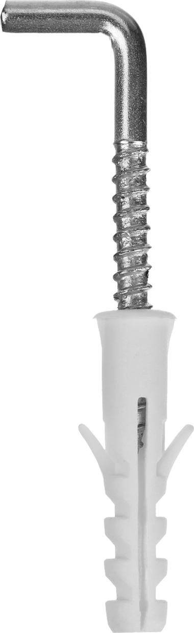 Дюбель распорный полипропиленовый, тип &quot;ЕВРО&quot;, в комплекте с шурупом-крюком, 10 х 50 / 6 х 65 мм, 4 шт, ЗУБР — Официальный партнер ЗУБР в России