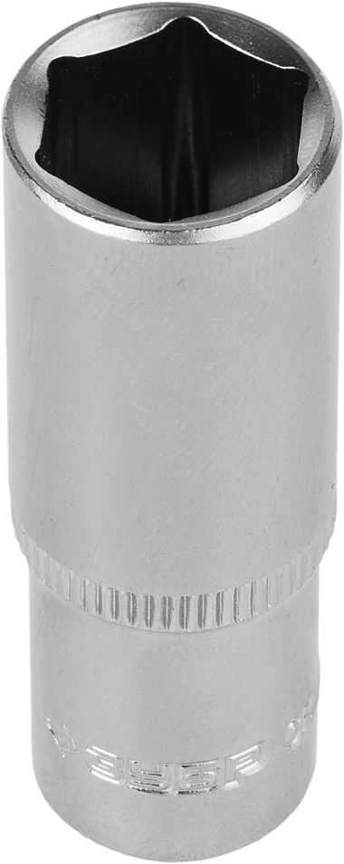 Головка торцовая ЗУБР &quot;МАСТЕР&quot; (1/4&quot;), удлиненная, Cr-V, FLANK, хроматированное покрытие, 12мм — Официальный партнер ЗУБР в России