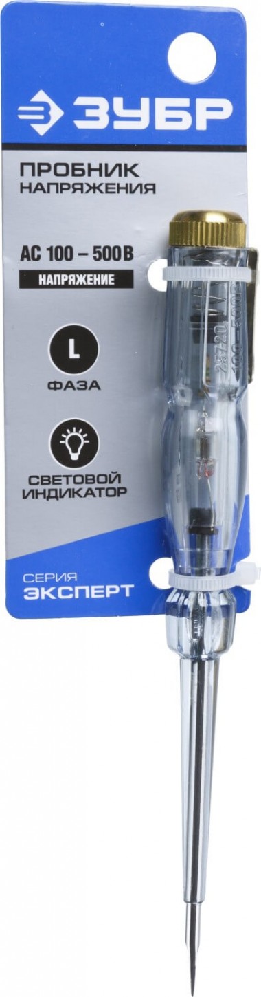 Пробник электрический ЗУБР &quot;ЭКСПЕРТ&quot;, 100-500 В, 145мм, 25720 — Официальный партнер ЗУБР в России