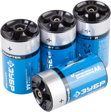 Адаптер ЗУБР для Ni-Mh аккумуляторов АА, &quot;D&quot; из &quot;АА&quot;, 4шт, блистер — Официальный партнер ЗУБР в России