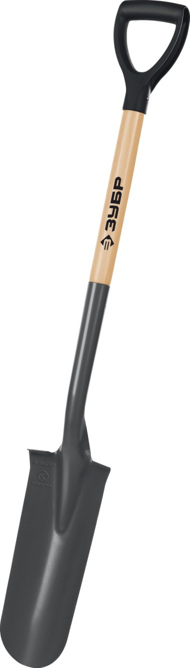 ЗУБР  Фаворит, 355х152х1120 мм, полотно 1.7 мм, закалено, дерев. лакир. черенок высш. сорт с рукояткой, дренажная лопата, Профессионал (4-39515) &mdash; Официальный партнер ЗУБР в России