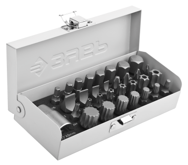 Набор ЗУБР: Биты специальные в металлическом боксе, PH, SL, HEX, TORX, SPLINE, 32 предмета — Официальный партнер ЗУБР в России