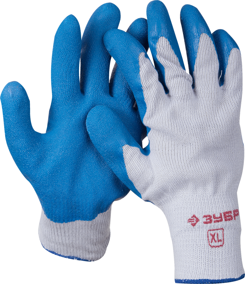 Перчатки ЗУБР рабочие с резиновым рельефным покрытием, размер XL фото 1 — Официальный партнер ЗУБР в России