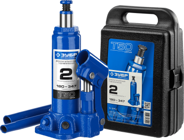 Домкрат гидравлический бутылочный T50, 2т, 180-347мм, в кейсе, ЗУБР Профессионал 43060-2-K_z01 — Официальный партнер ЗУБР в России