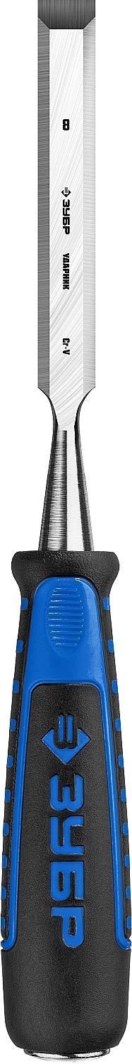 Стамеска-долото с ударопрочной двухкомпонентной ручкой и стальным затыльником для ударных работ, 8мм, ЗУБР 18097-08_z01 — Официальный партнер ЗУБР в России