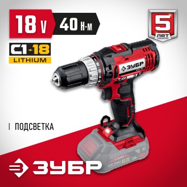 Ударная дрель-шуруповерт ДШУ-185 ЗУБР 18 В, без АКБ, в коробке, Мастер — Официальный партнер ЗУБР в России
