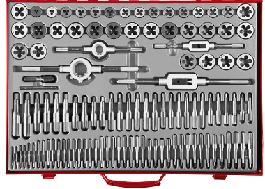 Набор ЗУБР метчиков и плашек, сталь 9ХС, оснастка, 110 предметов, металлический бокс, &quot;МАСТЕР&quot;, 28119-H110_z01 — Официальный партнер ЗУБР в России