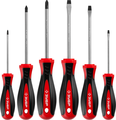 Набор: Отвертки слесарные ЗУБР &quot;МАСТЕР&quot; 25066, Cr-V сталь, эргономичная двухкомпонентная рукоятка, магнитный наконечник, в коробке, 6 предметов — Официальный партнер ЗУБР в России