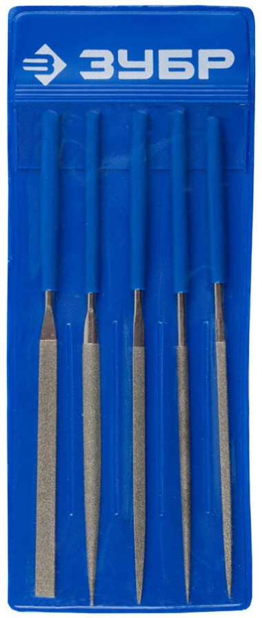 Набор ЗУБР &quot;ЭКСПЕРТ&quot; Надфили с алмазным напылением в пакете PVC, P 140, 140х75мм, 5шт, 33386-140-H5 — Официальный партнер ЗУБР в России