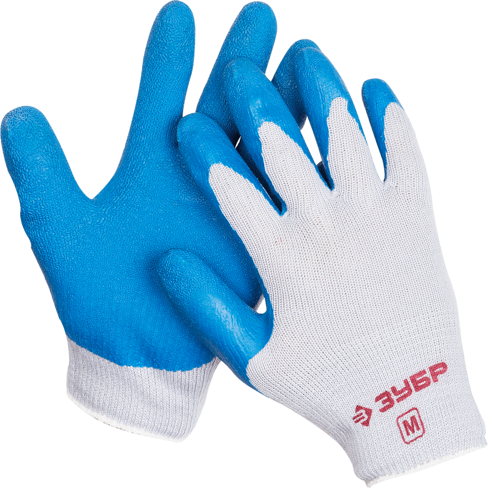 Перчатки ЗУБР рабочие с резиновым рельефным покрытием, размер M фото 1 — Официальный партнер ЗУБР в России