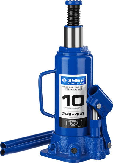 Домкрат ЗУБР "Профессионал" гидравлический бутылочный, 10т, 230-460мм 43060-10_z01 &mdash; Официальный партнер ЗУБР в России
