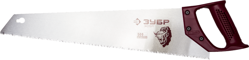Ножовка ЗУБР "ЭКСПЕРТ" по дереву, прямой закаленный зуб, пластмассовая ручка, шаг зуба 3,5мм, 500мм фото 1 — Официальный партнер ЗУБР в России