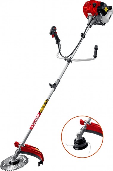 Триммер бензиновый (бензокоса), ЗУБР КРБ-2500-Р, 52 см3(3,3л.с./2,5кВт), 9000об/мин, катушка/нож, шир. скашивания 47/25,5см, велос.рукоятка — Официальный партнер ЗУБР в России