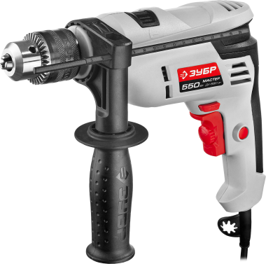 Дрель ударная, ЗУБР ДУ-550 ЭР, патрон 13 мм, реверс, сталь 10 мм / бетон 10 мм / дерево 20 мм, 550 Вт — Официальный партнер ЗУБР в России