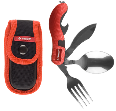 Набор ЗУБР &quot;ТУРИСТ&quot; походный, с вилкой и ложкой, &quot;4 в 1&quot; — Официальный партнер ЗУБР в России