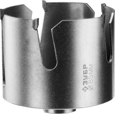 Коронка ЗУБР &quot;ПРОФИ&quot; &quot;ПРОУНИВЕРСАЛ&quot;, твердосплав резцы, бетон, кирпич, керам, цв мет, гипсокарт, пласт, дерево, d=85мм — Официальный партнер ЗУБР в России