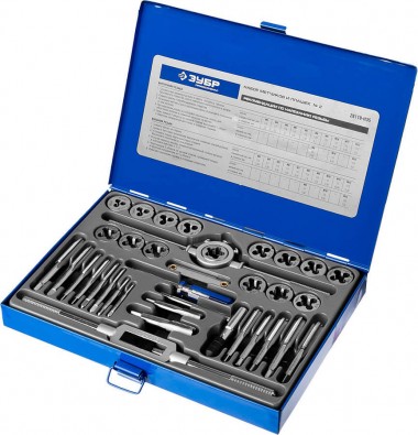 Набор метчиков и плашек ЗУБР &quot;ПРОФЕССИОНАЛ&quot;, сталь Р6М5, 35 предметов — Официальный партнер ЗУБР в России