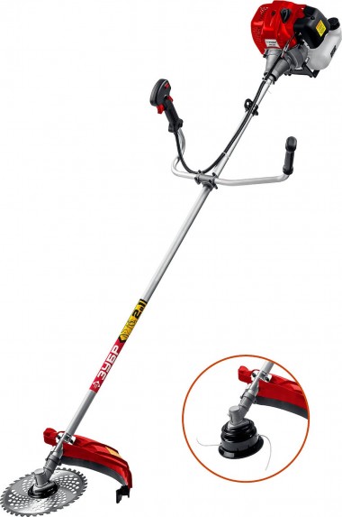 Триммер бензиновый (бензокоса), ЗУБР КРБ-2500, 52 см3(3,3л.с./2,5кВт), 9000об/мин, катушка/нож, шир. скашивания 47/25,5см, велос.рукоятка — Официальный партнер ЗУБР в России