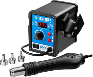 Паяльная станция термовоздушная ЗУБР &quot;ПРОФЕССИОНАЛ&quot;, цифровая, 100-500°C, шаг 1°C, 120л/мин, 650Вт, 3 насадки — Официальный партнер ЗУБР в России