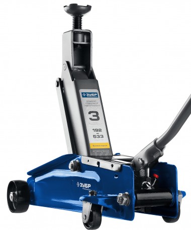 Домкрат гидравлический подкатной T77, 3т, 192-533мм, в кейсе, ЗУБР Профессионал 43055-3-K — Официальный партнер ЗУБР в России