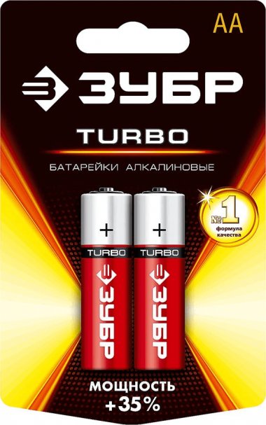 Щелочная батарейка ЗУБР 1.5 В, тип AA, 2 шт., Turbo 59213-2C_z01 — Официальный партнер ЗУБР в России