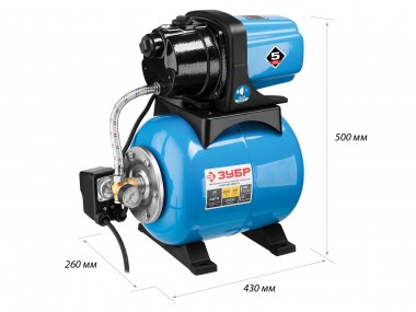 ЗУБР 800 Вт, бак 20 л, автоматическая насосная станция, чугунный корпус (НАС-М3-800-Ч) — Официальный партнер ЗУБР в России