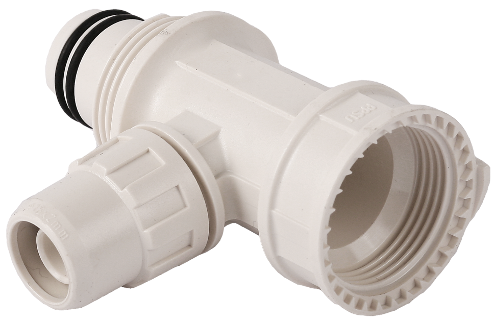 Коллектор ЗУБР "ШиреФит" сборный "внутренняя резьба - штуцер с гайкой - штуцер с гайкой", 20мм-16мм-20мм фото 1 &mdash; Официальный партнер ЗУБР в России