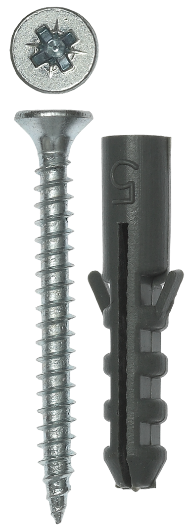 Дюбель распорный полипропиленовый, тип &quot;ЕВРО&quot;, в комплекте с шурупом, 5 х 25 / 3,0 х 30 мм, 15 шт, ЗУБР — Официальный партнер ЗУБР в России