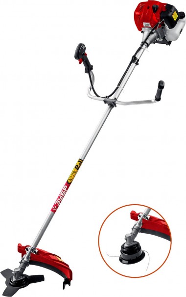 Триммер бензиновый (бензокоса), ЗУБР КРБ-1300, 43 см3(1,7л.с./1,3кВт), 9000об/мин, катушка/нож, шир. скашивания 47/25,5см, велос.рукоятка — Официальный партнер ЗУБР в России