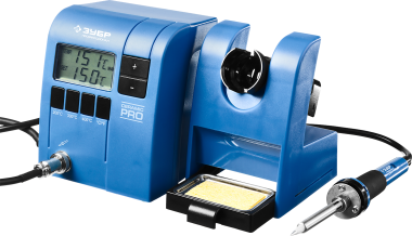 Паяльная станция ЗУБР &quot;ПРОФИ&quot; цифровая с ЖК дисплеем, керамический нагреватель, диапазон 150-450°C, 48Вт — Официальный партнер ЗУБР в России