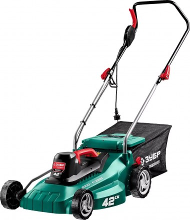 Газонокосилка электрическая, ЗУБР, ш/с 420мм, регулировка высоты 25-75 мм, травосборник 40л, 2000Вт ГСЦ-42-2000 — Официальный партнер ЗУБР в России