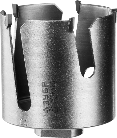 Коронка ЗУБР &quot;ПРОФИ&quot; &quot;ПРОУНИВЕРСАЛ&quot;, твердосплав резцы, бетон, кирпич, керам, цв мет, гипсокарт, пласт, дерево, d=70мм — Официальный партнер ЗУБР в России