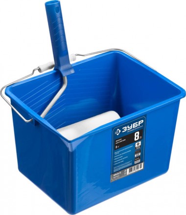 Ведро пластмассовое ЗУБР высокопрочное для приготовления и переноски строительных смесей, 8л, 119х22.5х28см 0609-08_z02 — Официальный партнер ЗУБР в России