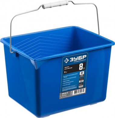 Ведро пластмассовое ЗУБР высокопрочное для приготовления и переноски строительных смесей, 8л, 119х22.5х28см 0609-08_z02 — Официальный партнер ЗУБР в России