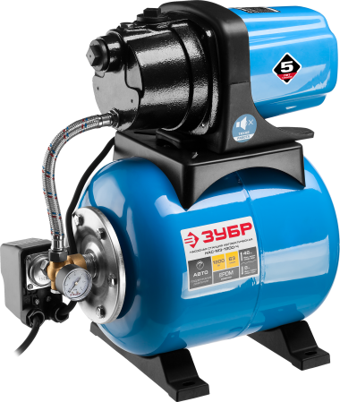 ЗУБР 1200 Вт, бак 20 л, автоматическая насосная станция, чугунный корпус (НАС-М3-1200-Ч) — Официальный партнер ЗУБР в России