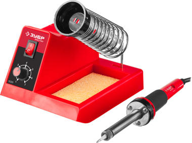 Паяльная станция ЗУБР &quot;МАСТЕР&quot; аналоговая, диапазон 100-450°C, с подставкой под паяльник, 2-х компонентная рукоятка, 48Вт — Официальный партнер ЗУБР в России