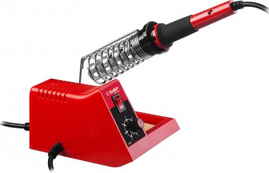 Паяльная станция ЗУБР &quot;МАСТЕР&quot; аналоговая, диапазон 100-450°C, с подставкой под паяльник, 2-х компонентная рукоятка, 48Вт — Официальный партнер ЗУБР в России