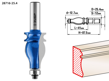 Фреза кромочная фигурная №5, D= 25,4мм, рабочая длина-41мм, хв.-12мм, d-12,7мм, ЗУБР Профессионал — Официальный партнер ЗУБР в России