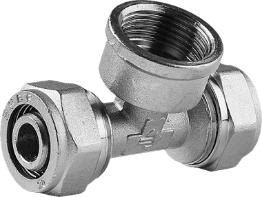 Тройник ЗУБР с внутренней резьбой, цанга-гайка, 3/4&quot;х20х2,0 мм, никель — Официальный партнер ЗУБР в России