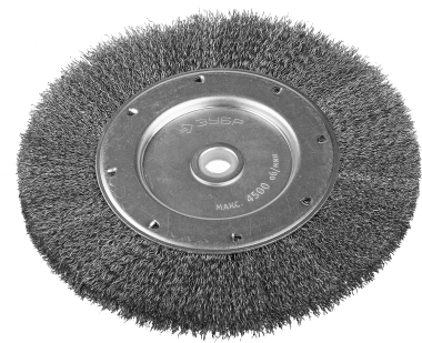 Щетка дисковая для точильно-шлифовального станка ЗУБР "ЭКСПЕРТ, витая стальная проволока 0,3мм, 200х12,7мм, 35185-200_z01 &mdash; Официальный партнер ЗУБР в России